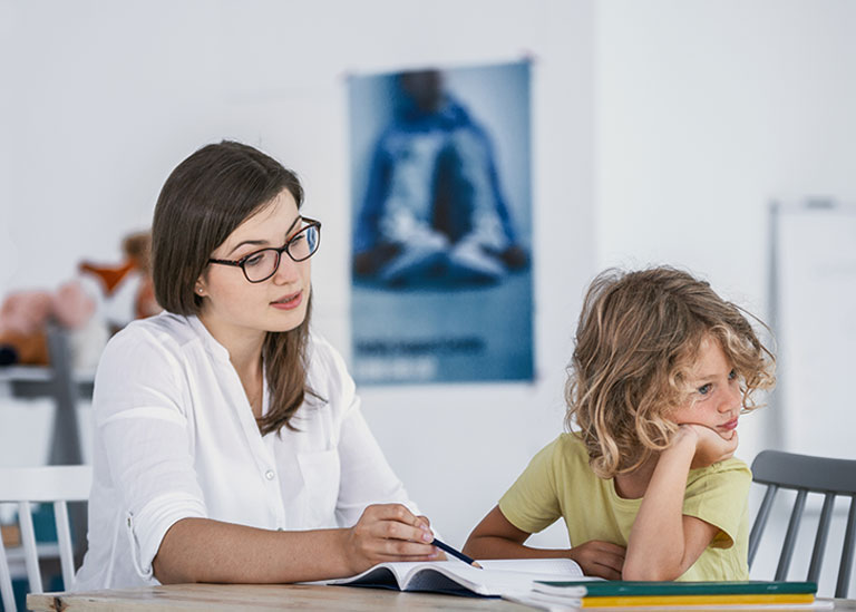 A child refusing to cooperate with his private teacher